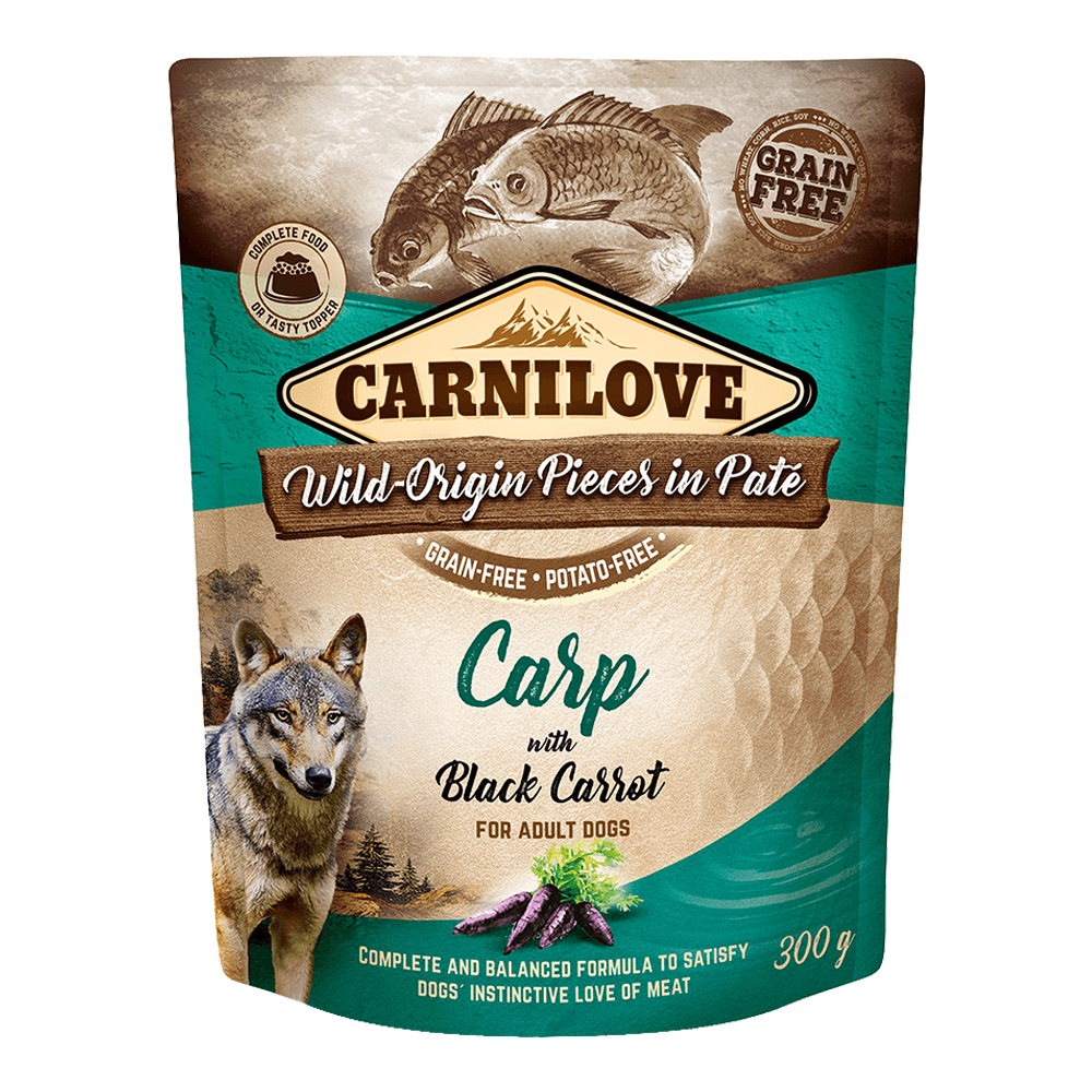 carnilove_carp_with_black_carrot_for_adult_dogs_wet_food_pouches_300g1 Carnilove Carp With Black Carrot For Adult Dogs (Wet Food Pouches) 12x300g - Image 1